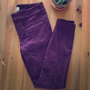 Loft Maroon Skinny Ankle Pant